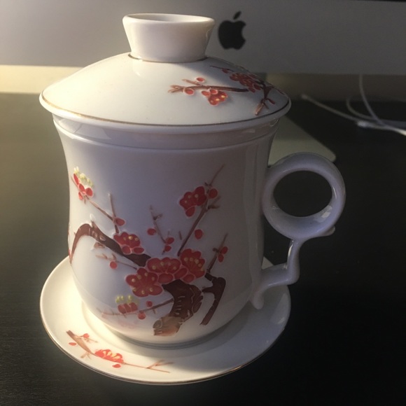 Teavana fine porcelain China tea infuser mug
